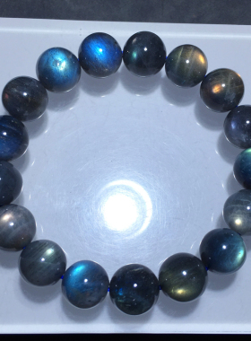 天然紫彩拉长石单圈手串饰品情侣