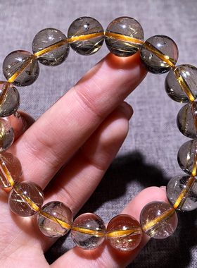 天然透体金发晶手链单圈顺浓发满