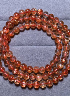 天然爆闪金太阳石三圈手链饰品女