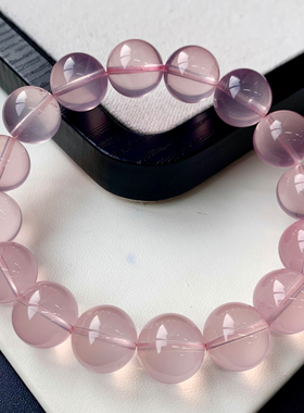 天然冰透星光粉晶单圈手链饰品女