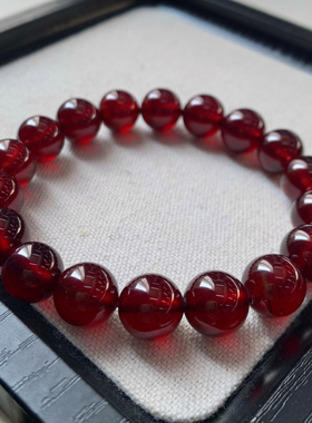 天然巴西橙红石榴石单圈手链水晶