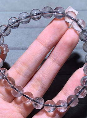 天然黑银钛晶单圈手链饰品女礼物