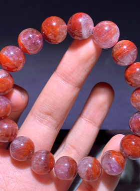 天然红极光水晶单圈手链玫瑰饰品