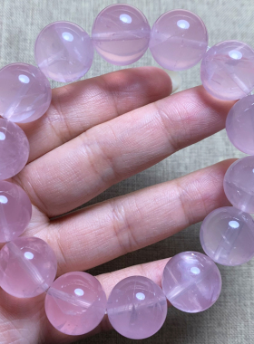 天然莫桑比克星光淡粉粉晶手链女