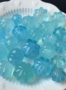 天然冰透海蓝宝南瓜珠吊坠情侣女
