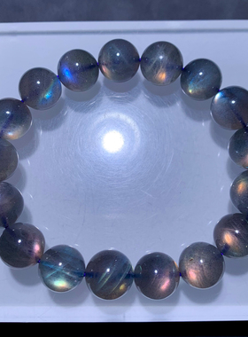 天然紫彩拉长石单圈手串灰月光石