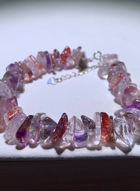 天然三轮骨干超七随形手链饰品女