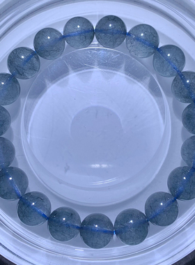 天然冰透蓝钢丝发晶单圈手链水晶