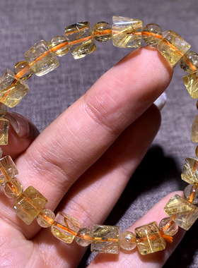天然巴西顺发金发晶方糖手链男女