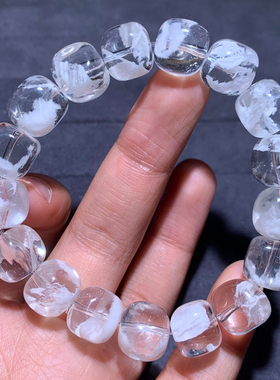 天然白雪花幽灵老型珠单圈手链女