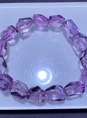 天然冰透紫水晶随形刻面手链饰品