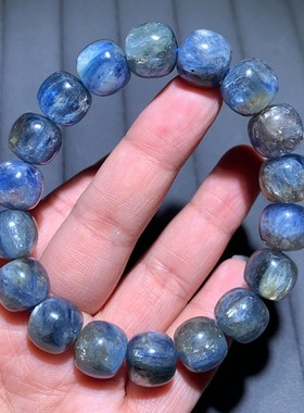 天然老型珠蓝晶石水晶共生蓝闪片