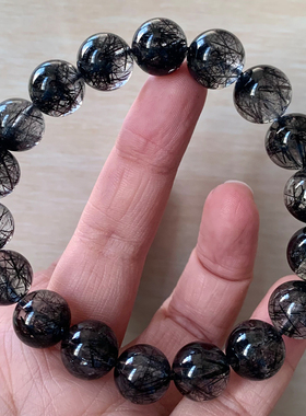 天然顺发黑发晶手串送礼物男女生