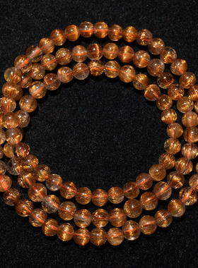 天然巴西顺发猫眼铜发晶三圈手链