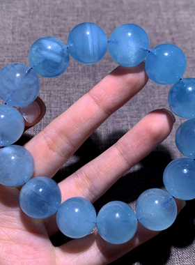 巴西天然冰透星光海蓝宝手链情侣