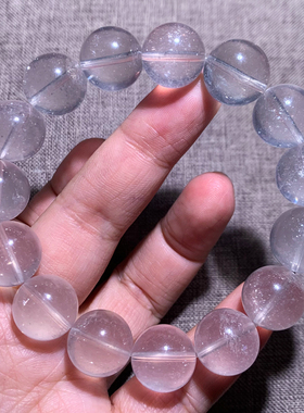 天然蓝沙白粉草莓水晶手链情侣女