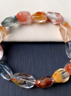 天然彩兔毛随形水晶手链单圈饰品