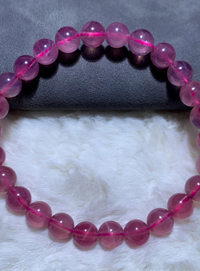 天然紫马粉单圈水晶手链粉晶手串