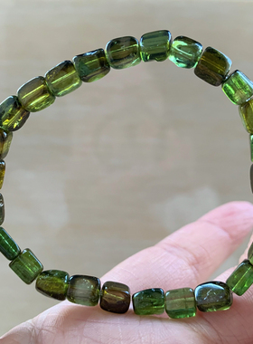 天然巴西绿碧玺随形手链饰品情侣