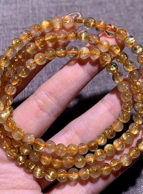 天然浓密金发晶三圈手链顺发水晶