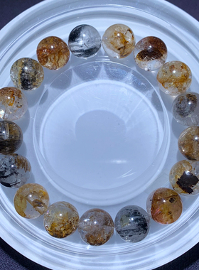 天然黑沙闪灵钻单圈手链赫尔基蒙