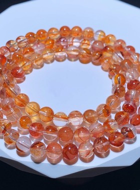 天然巴西红胶花三圈手链牛血红女