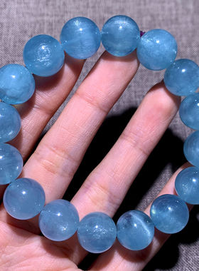 天然巴西猫眼海蓝宝手链绿柱石女