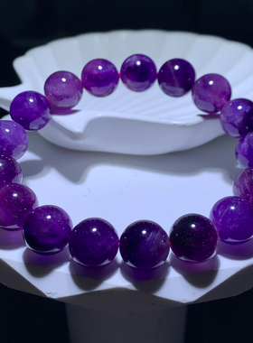 天然紫超七水晶单圈手串紫发晶女