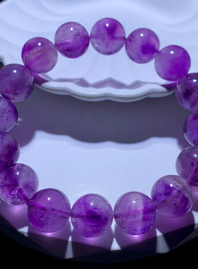 天然冰透紫超七水晶手链顺发烟花