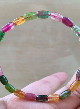 天然老矿碧玺随形手链情侣礼物女