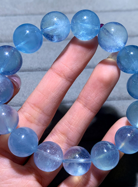 天然星光冰透海蓝宝手链饰品手串