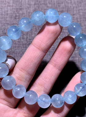 天然猫眼海蓝宝手链礼物配饰情侣