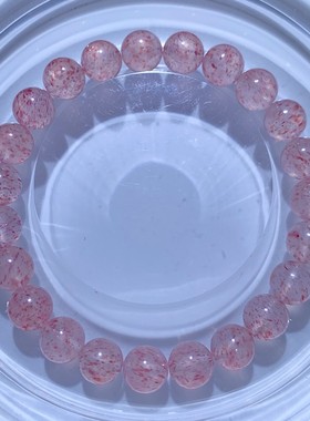 天然花瓣白水体草莓晶单圈手链女