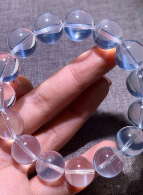 天然冰透月光奶白晶手链礼物情侣