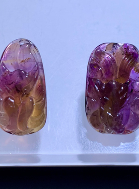 天然极光水晶雕刻件吊坠紫幽灵女