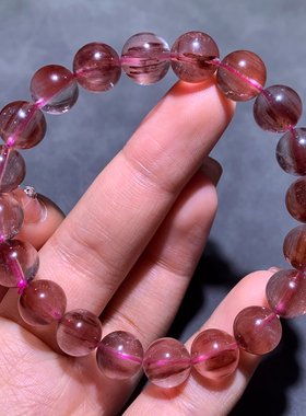 天然冰透顺发粉紫兔毛手链绒发女