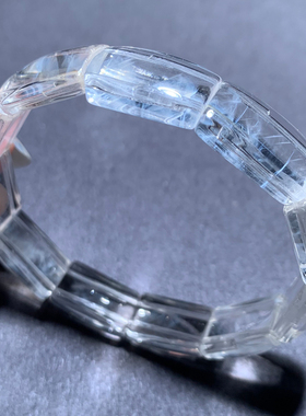 天然蓝针水晶手排异象水晶单圈