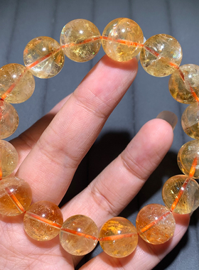 天然黄阿塞水晶手串橘黄色碎碎冰