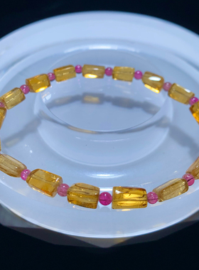 天然巴西金丝雀色黄碧玺随形手链