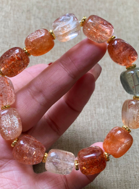 天然阿鲁沙长石随形手链饰品礼物