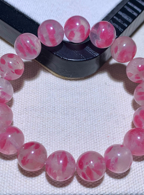 天然石英质玉蔷薇辉石手链樱花雨