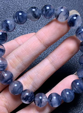 天然莹润蓝兔毛单圈手链水晶手串