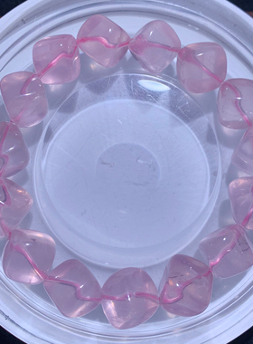 天然老矿粉晶方块单圈手链水晶女