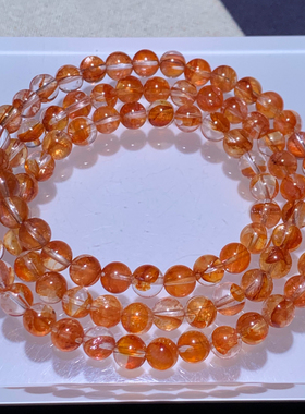 天然巴西红胶花三圈手链水晶佛珠