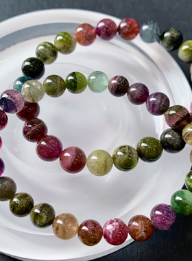 天然西瓜碧玺手链送礼物情侣男女