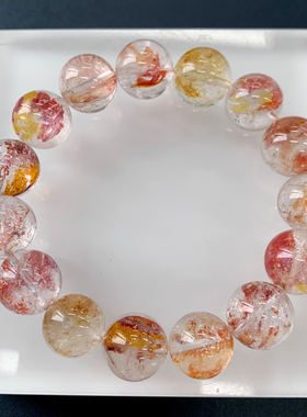 天然冰透锦鲤胶花单圈手链原色女