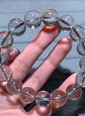 天然冰透顺发银发晶手串礼物情侣