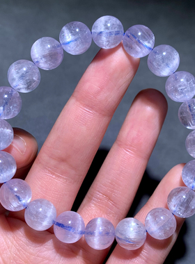 天然冰透紫蓝锂辉石手链单圈水晶