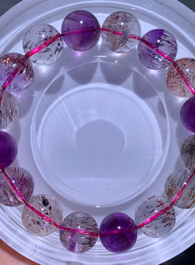 天然三轮骨干超七单圈手链水晶女