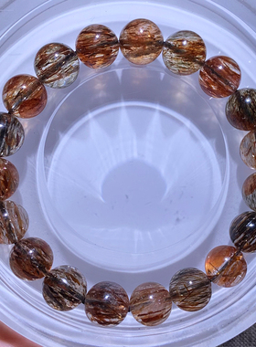 天然共生双轮云母顺发黑金超手链